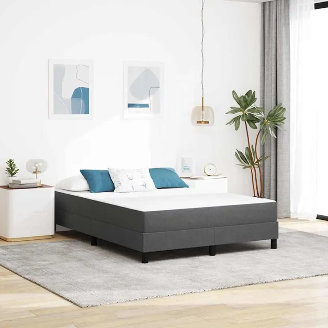 vidaXL Bedmatras met matras Grijs 140 x 190 cm Stof
