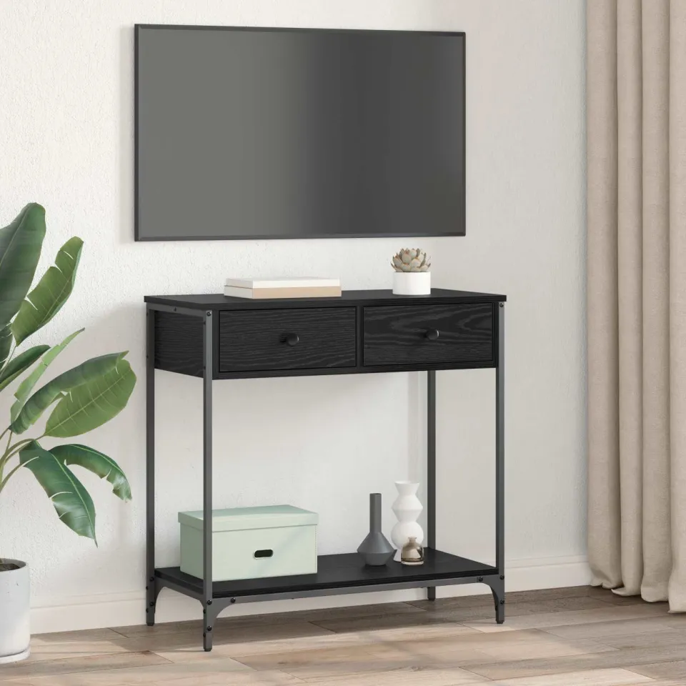 vidaXL Wandtafel Zwart Eiken 75 x 34,5 x 75 cm Bewerkt hout, foto 3