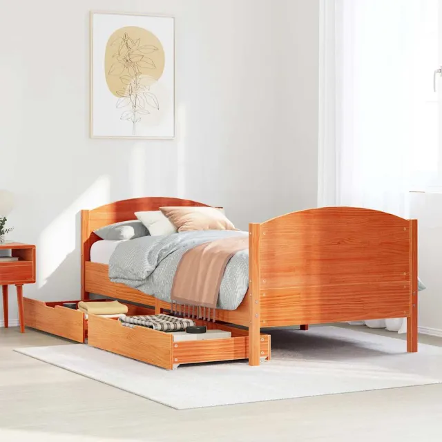 vidaXL Bedframe zonder matras massief grenenhout wasbruin 90x200 cm