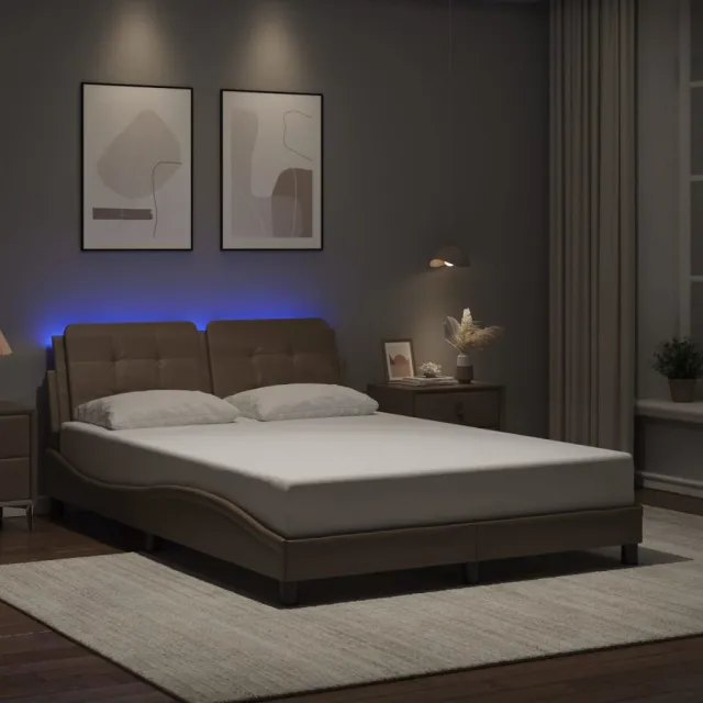 vidaXL Bedframe met LED zonder matras "Zadar" cappuccino 120x200 cm Bruin