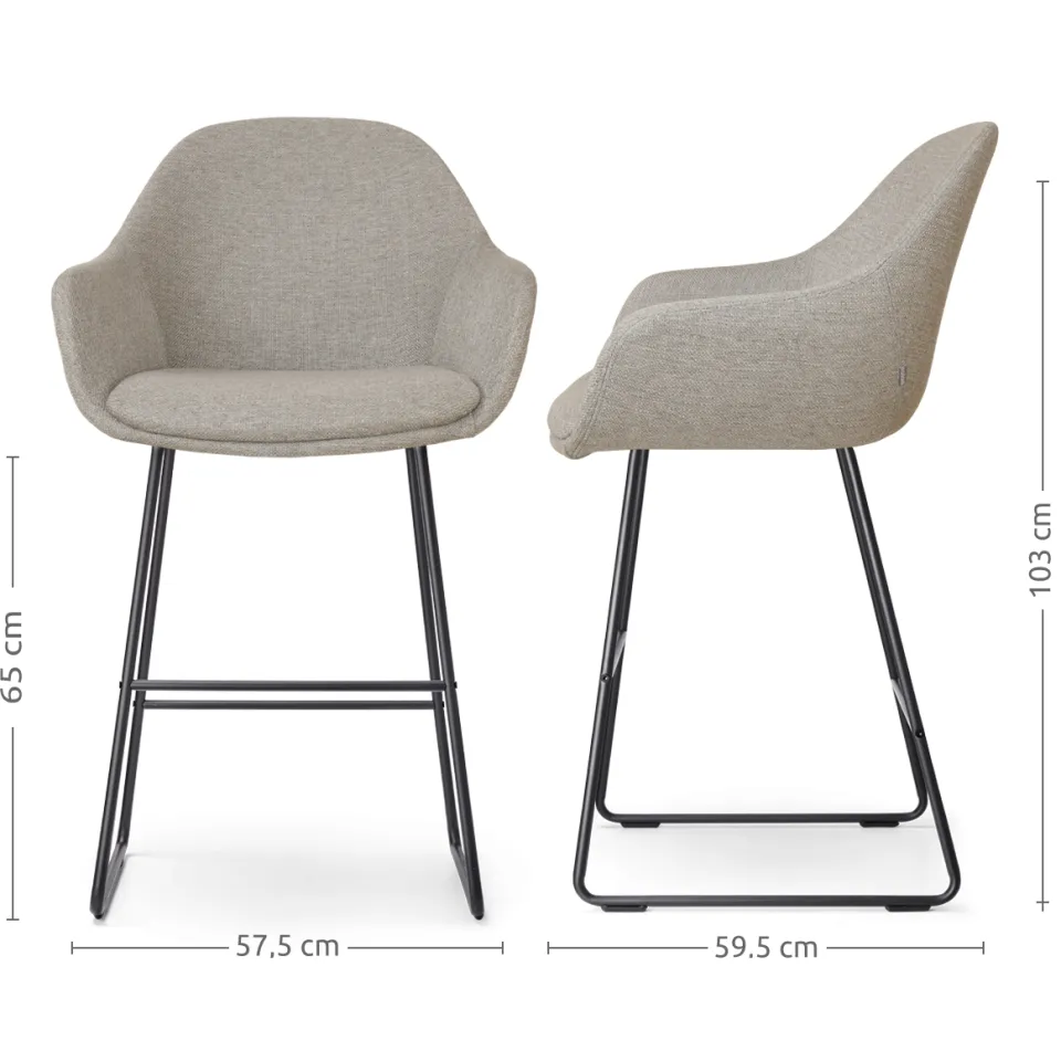 Nolon Nino-Mae barkruk warm grijs - zwart onderstel - 65 cm, foto 3