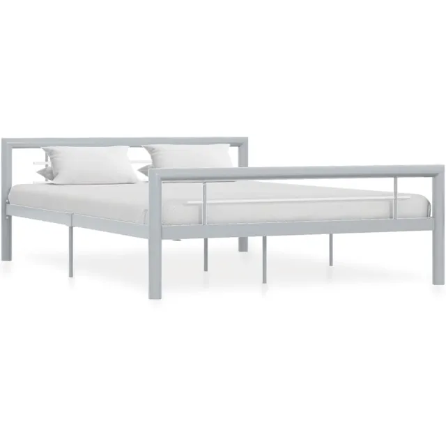 vidaXL Bedframe metaal grijs en wit 120x200 cm