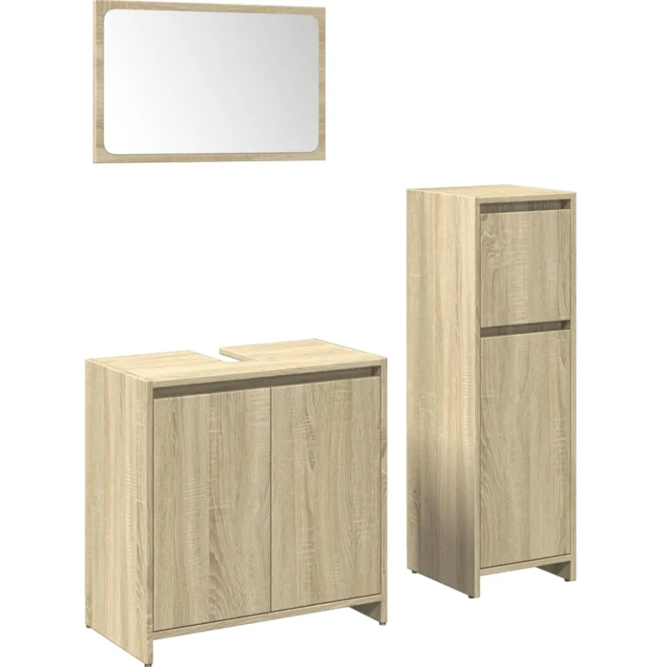 vidaXL 3-delige Badkamermeubelset bewerkt hout sonoma eikenkleurig, foto 3