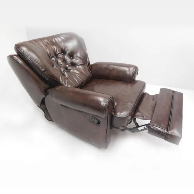 Chesterfieldsite Chesterfield Relaxfauteuil "STING" hand verstelbaar Handwish leder Brown (Donkerbruin)