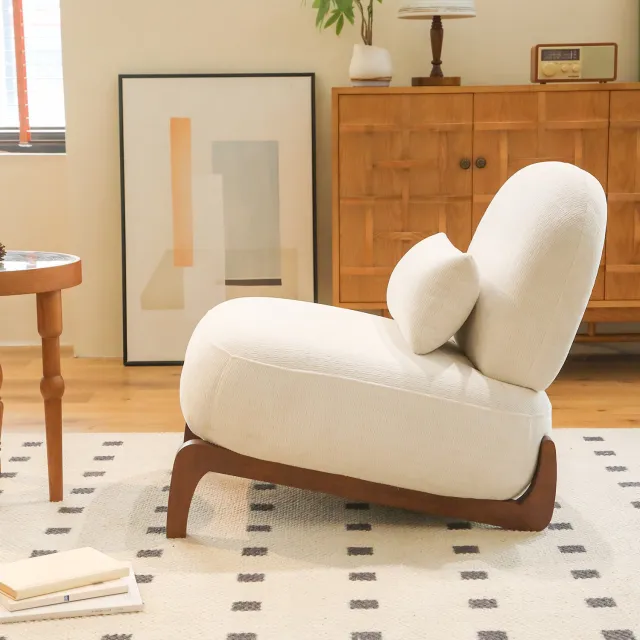 MODENUIT Fauteuil 86,9 x 72,2 x 69,9 cm - Zonder Armleuningen - Woonkamer En Slaapkamer - Fluweel - Wit