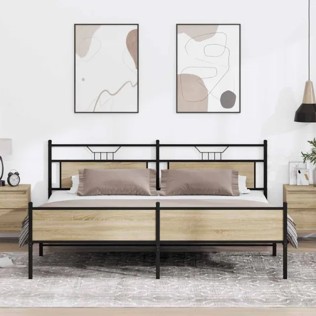 vidaXL Bedframe zonder matras metaal sonoma eikenkleurig 193x203 cm
