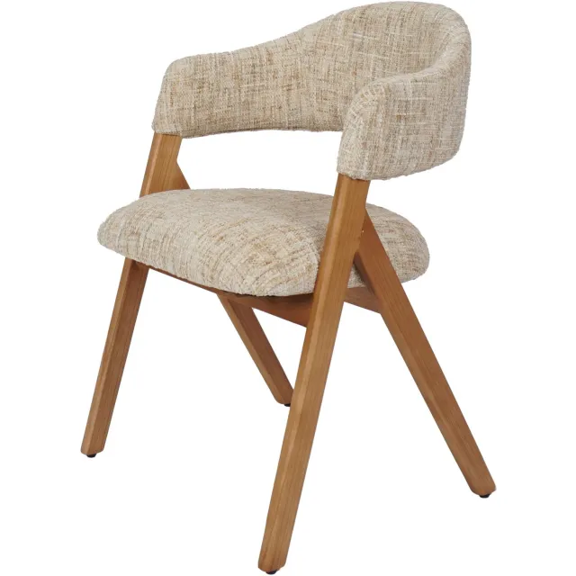 Home67 Eetkamerstoel Noella - Beige - Moderne Kuipstoel met Armleuningen in Scandinavische / Hotel Chique Stijl