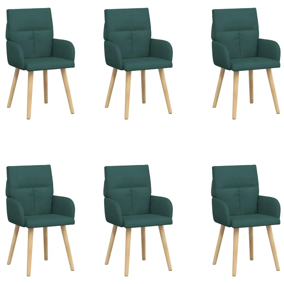 vidaXL Eettafelstoelen 6 st Stof Donkergroen 60 x 56 x 93 cm groen, foto 3
