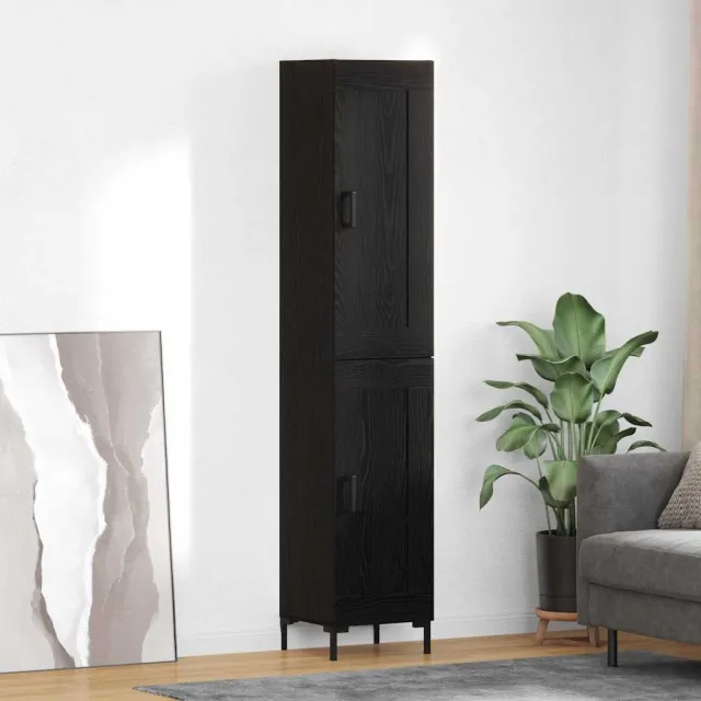vidaXL Highboard Zwart Eiken 34,5 x 34 x 180 cm Bewerkt hout