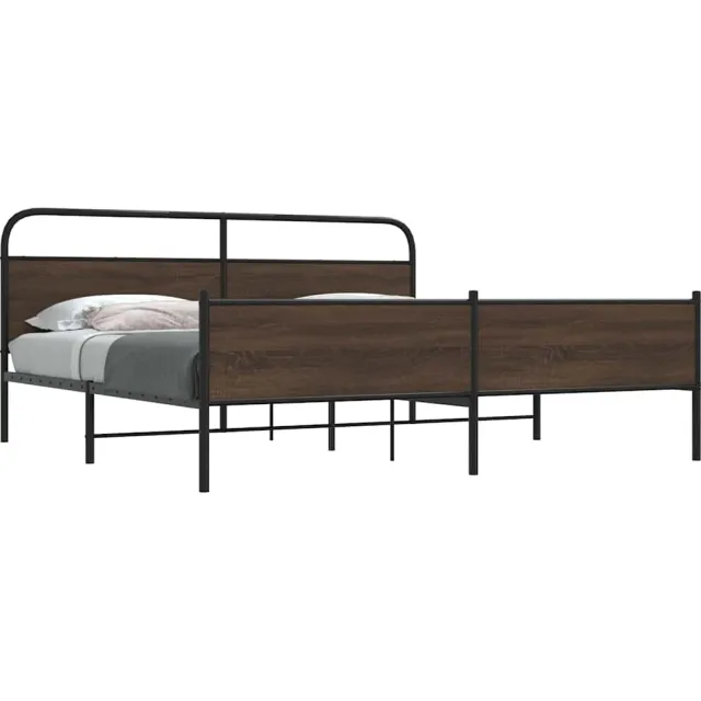 vidaXL Bedframe zonder matras metaal bruin eikenkleur 193x203 cm