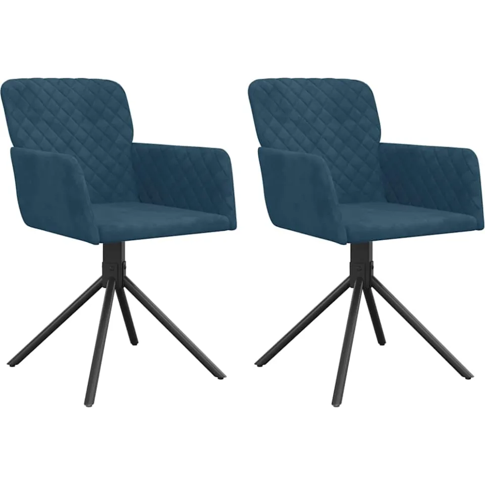 vidaXL Eetkamerstoelen draaibaar 2 st fluweel blauw, foto 3