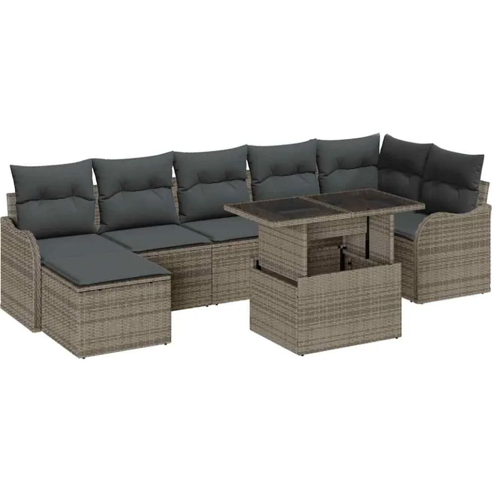 vidaXL Tuin Sofa Set 8 st Grijs [Synthetisch]: Poly Rattan
