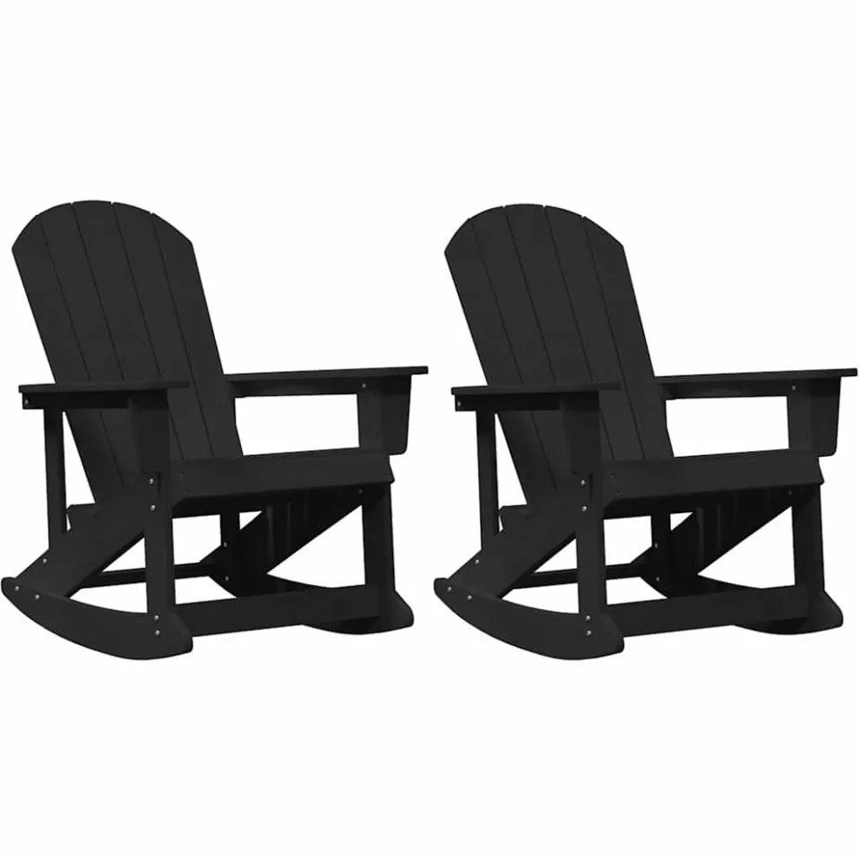 vidaXL Adirondack Schommeltjes 2 st 2-zits Zwart HDPE