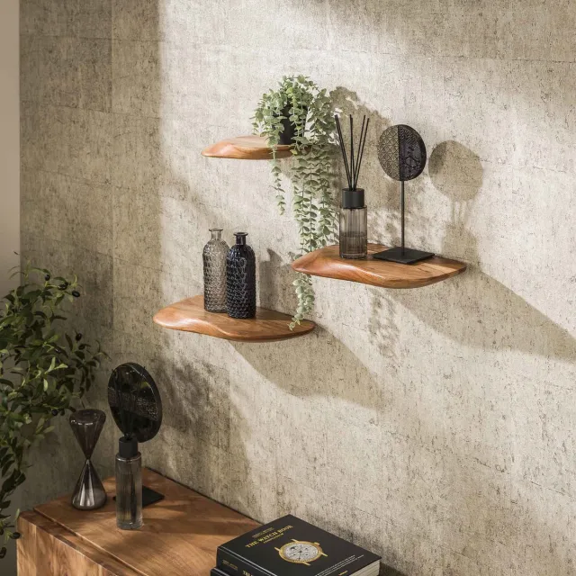 Dimehouse Nordic Set van 3 Wandplanken Organic - Massief Acaciahout