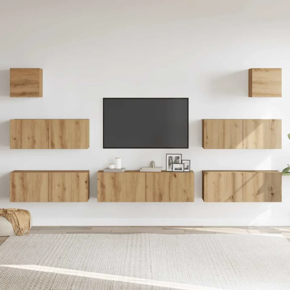 vidaXL 7-delig Tv-meubelset wandmontage bewerkt hout artisanaal eiken, foto 2