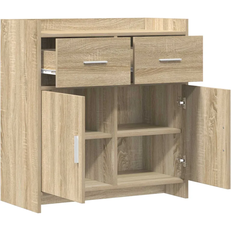 vidaXL Dressoir Sonoma Eiken 75 x 36 x 80 cm Bewerkt hout, foto 4