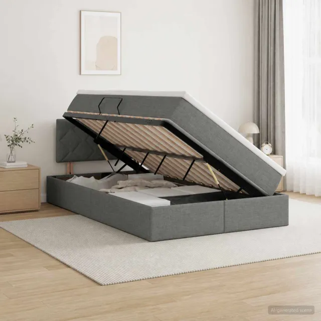 vidaXL Opbergbed met matras Donkergrijs 120 x 200 cm fluweel