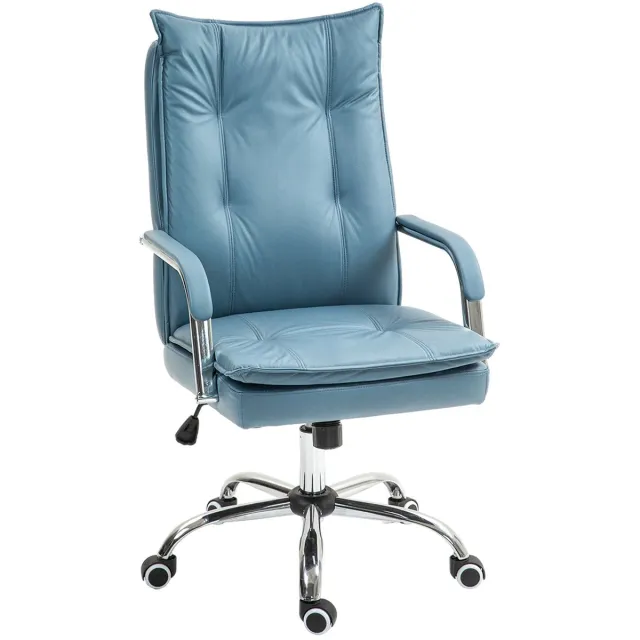 Corenia Bureaustoel – Ergonomische Stoel – Office Chair – Draaistoel – Kantoorstoel – Verstelbare Hoogte – Kantelfunctie Rugleuning – Hoogte Verstelbaar – Met Wieltjes – Blauw – Comfortabel Foam – 360° Draaibaar