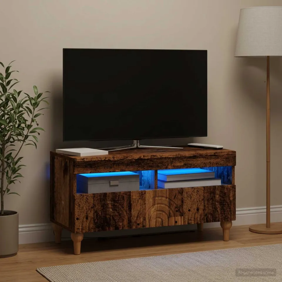 vidaXL LED tv-meubel ALKMAAR 81 x 35 x 43 cm Oud hout Bewerkt hout bruin, foto 4