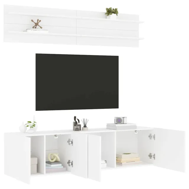 vidaXL 6-delige Tv-meubelset bewerkt hout wit