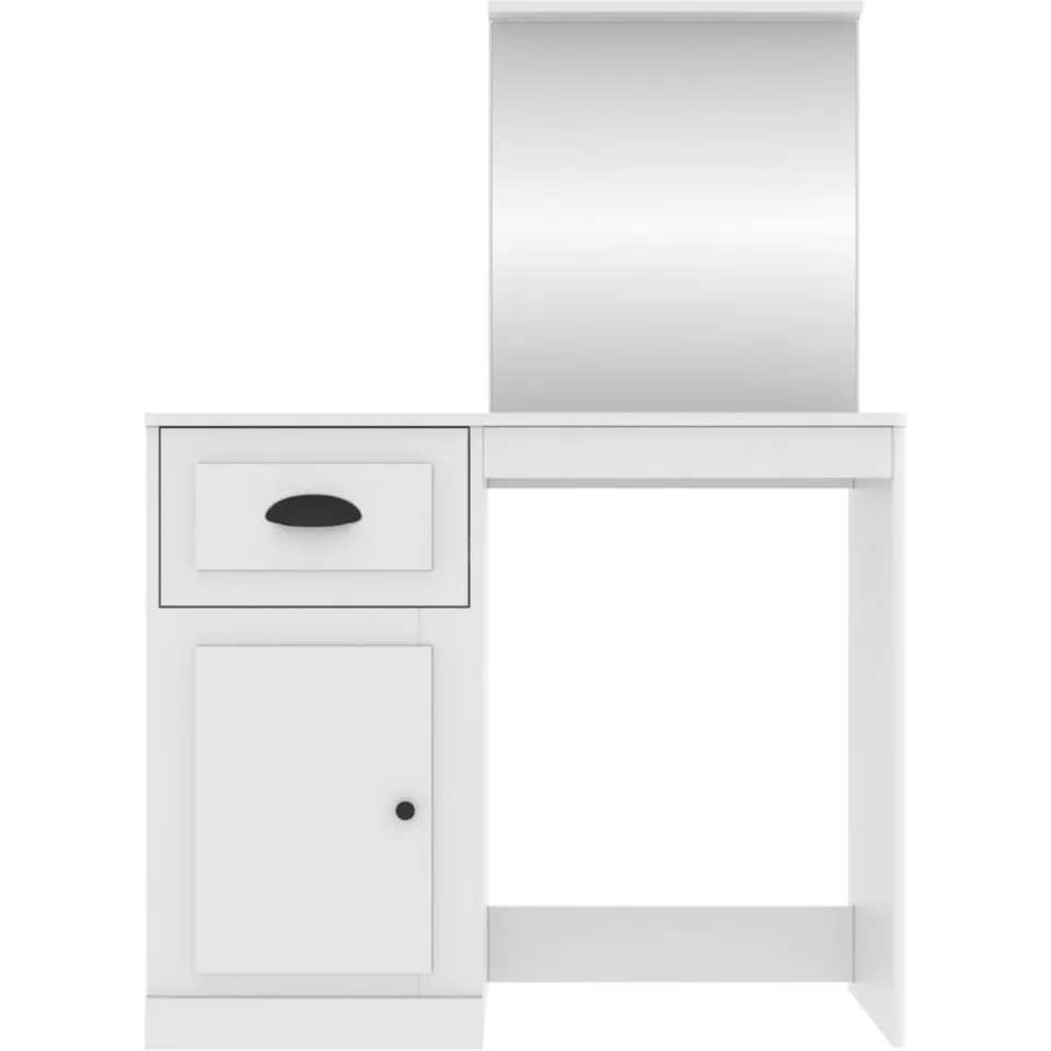 vidaXL Kaptafel met spiegel 90x50x132,5 cm bewerkt hout wit, foto 4