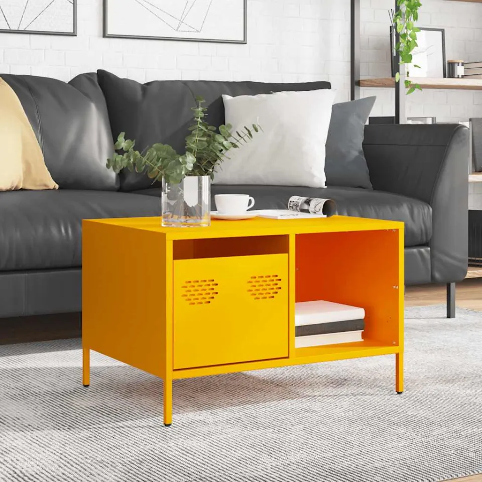 vidaXL Salontafel 68,5x50x43,5 cm koudgewalst staal mosterdgeel, foto 2