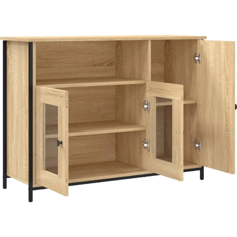vidaXL Dressoir 100x35x75 cm bewerkt hout sonoma eikenkleurig Bruin