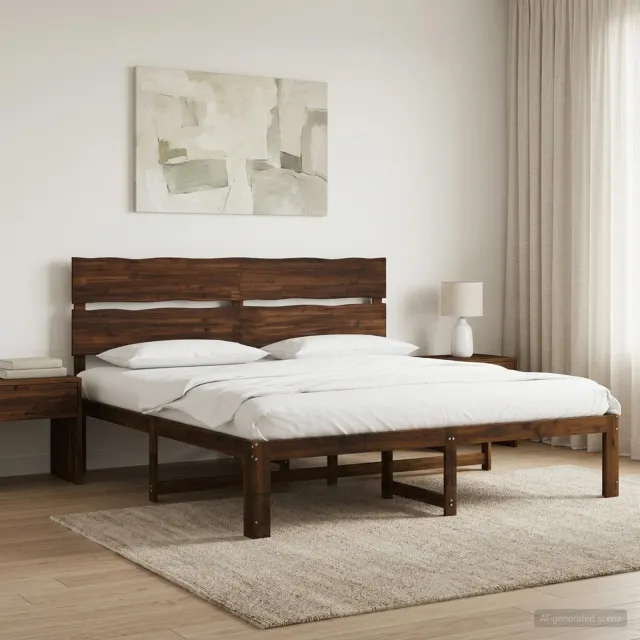 vidaXL Tweepersoonsbed met hoofdeinde ROSTOCK Donkerbruin 200 x 200 cm
