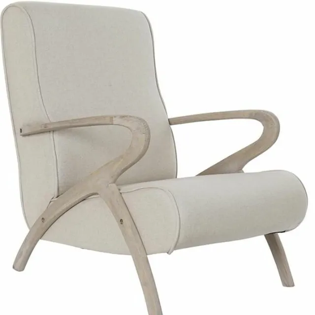 DKD Home Decor Armstoel DKD Home Decor Spar Beige Polyester (57 x 55 x 85 cm)