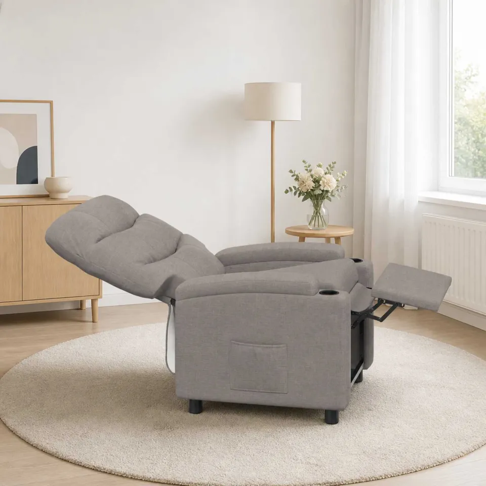 vidaXL Ligstoel Taupe 75 x 93 x 102 cm Stof, foto 2