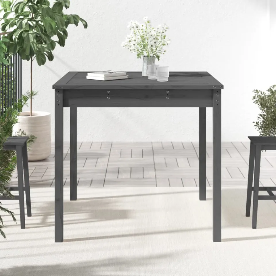 vidaXL Tuintafel 82,5x82,5x76 cm massief grenenhout grijs, foto 3