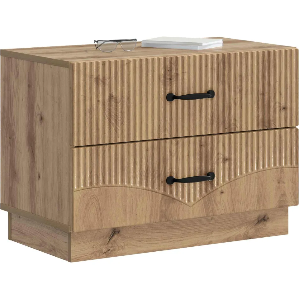 vidaXL Nachtkastje Artisanaal eiken 62 x 34,5 x 44,5 cm Bewerkt hout Bruin