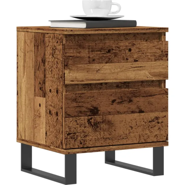 vidaXL Nachtkastjes 2 st 40x35x50 cm bewerkt hout oud houtkleurig bruin