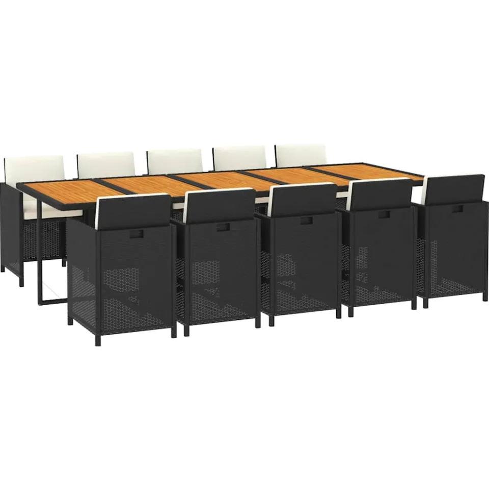 vidaXL 11-delige Tuinset met kussens poly rattan zwart, foto 3