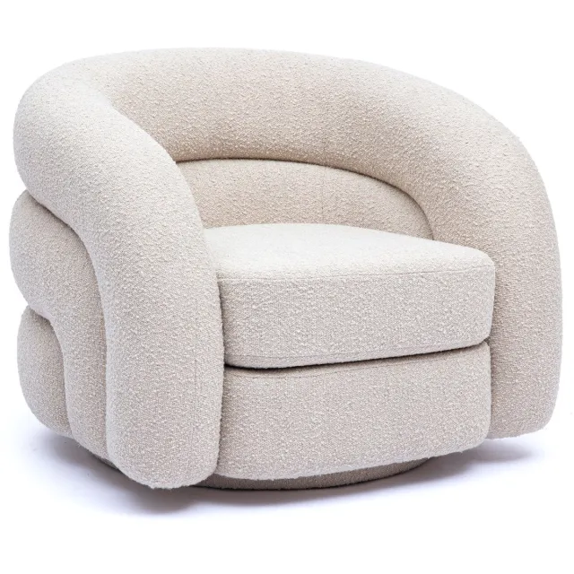 Home67 Fauteuil Momo Beige - Draaibare Design Fauteuil in Scandinavische / Hotel Chique Stijl