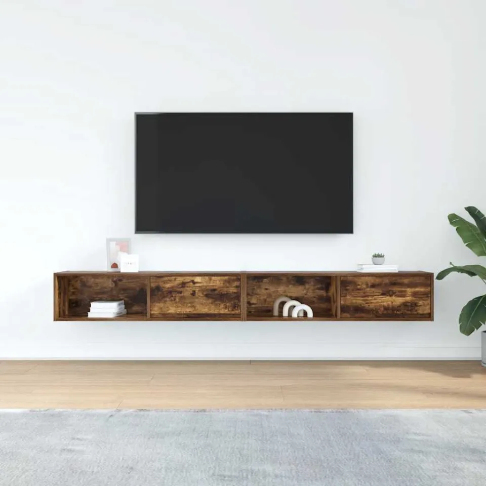 vidaXL Tv-meubels, 2 st 100x31x25,5 cm spaanplaat gerookt eikenkleurig, foto 3