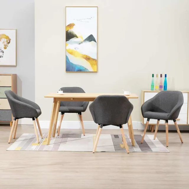 vidaXL Eetkamerstoelen 4 st stof donkergrijs