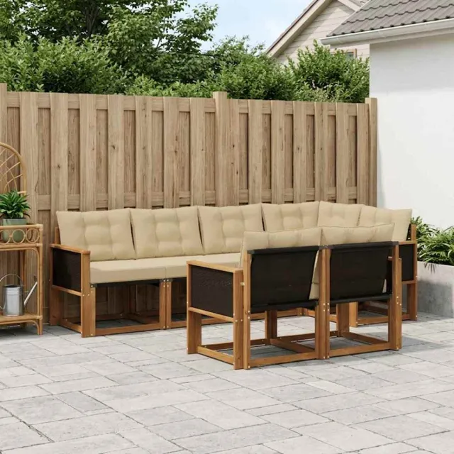 vidaXL Buiten bankenset 7 st Natuurlijk en Beige Bruin