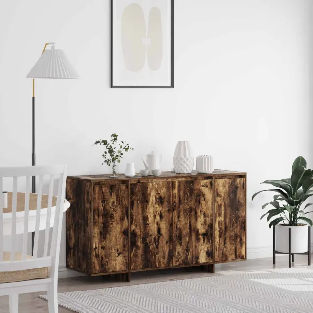 vidaXL Dressoir Gerookt eiken 135 x 41 x 75 cm Bewerkt hout