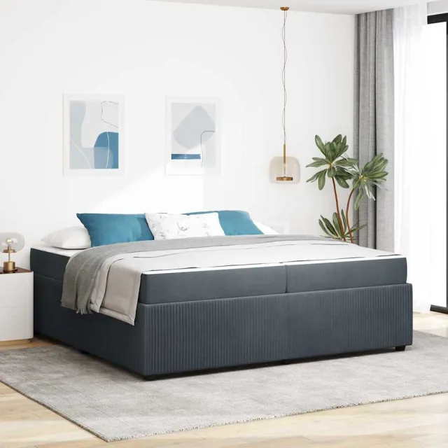 vidaXL Bedframe Donkergrijs 200 x 200 cm Stof