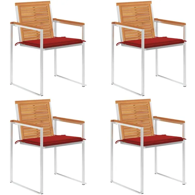 vidaXL Tuinstoelen 4 st met kussens massief acaciahout Rood
