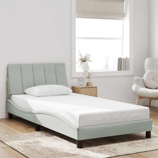 vidaXL Bedframe zonder matras "Hanko" 100x200 cm fluweel lichtgrijs