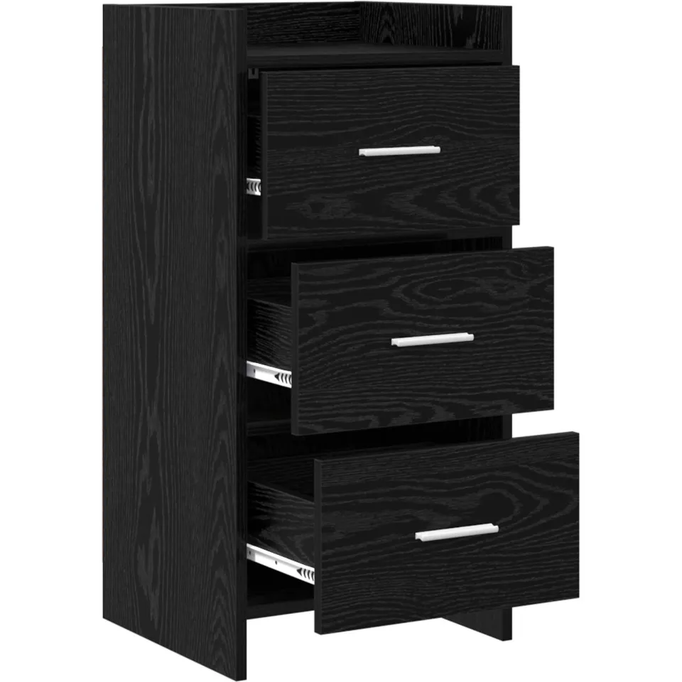 vidaXL Dressoir Zwart eiken 40 x 36 x 80 cm Bewerkt hout, foto 3