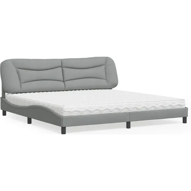 vidaXL Bed met matras "Hvar" stof lichtgrijs 200x200 cm