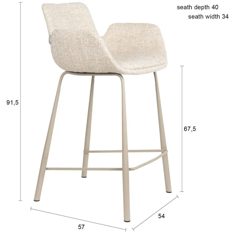 Zuiver Brit barkruk beige, foto 6