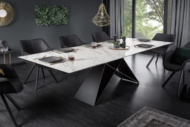 Invicta Interior Uitschuifbare eettafel PROMETHEUS 180-220-260cm wit marmer keramiek gemaakt in Italie - 39562 Zie omschrijving