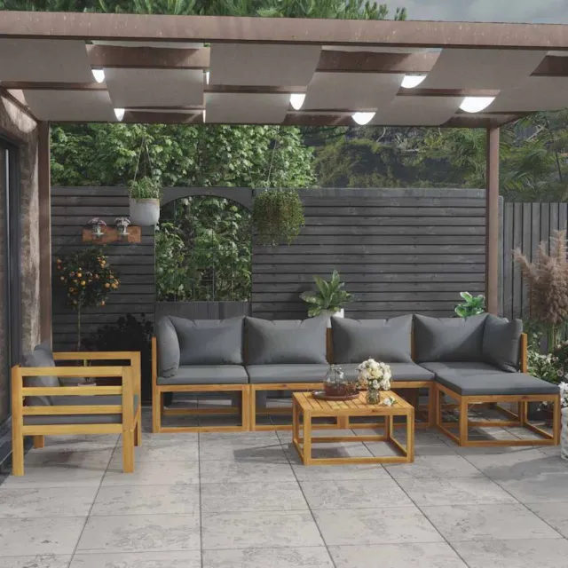 vidaXL 7-delige Loungeset met kussens massief acaciahout grijs, foto 2