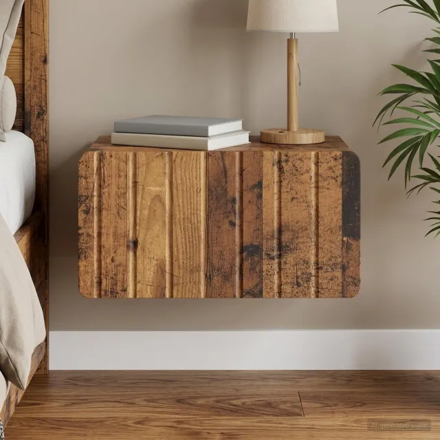 vidaXL Wandbeugel Bedkast Oud hout 49 x 34,5 x 24 cm Bewerkt hout bruin, foto 2
