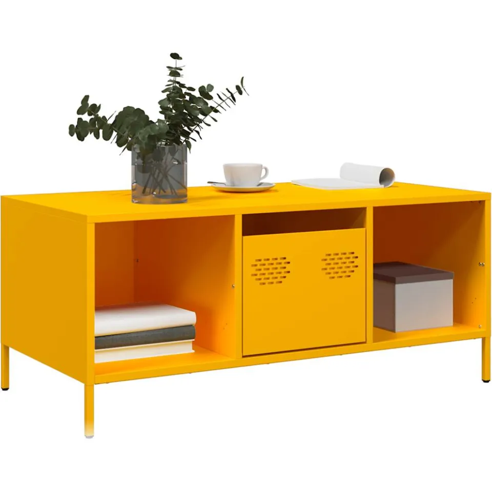 vidaXL Salontafel 101,5x50x43,5 cm koudgewalst staal mosterdgeel, foto 2
