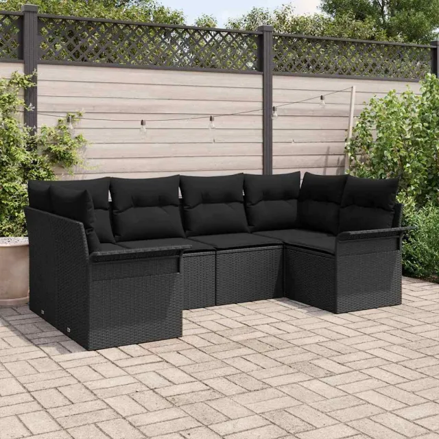 vidaXL Tuinbankenset 6 st Zwart poly rattan